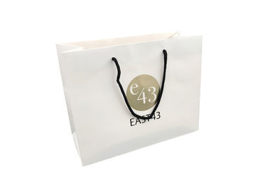 White Personalised Boutique Paper Bags For Shopping Gold Hot Stamping