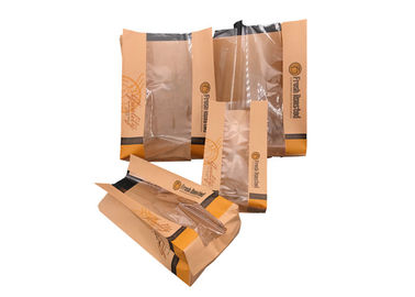 Recycled Greaseproof Food Grade Kraft Paper Bags Press Varnishing ODM Service